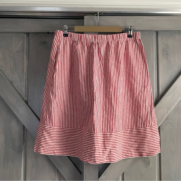 J. Crew Seersucker Stripe Linen Cotton blend Red White Skirt Size Large - Picture 4 of 9